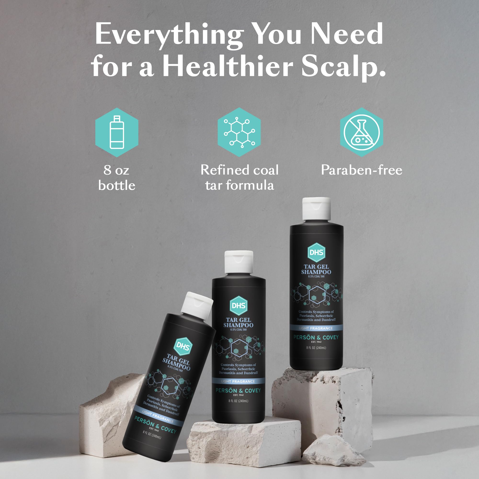 DHS T Gel foam lather on hand demonstrating cleansing action and scalp coverage benefit