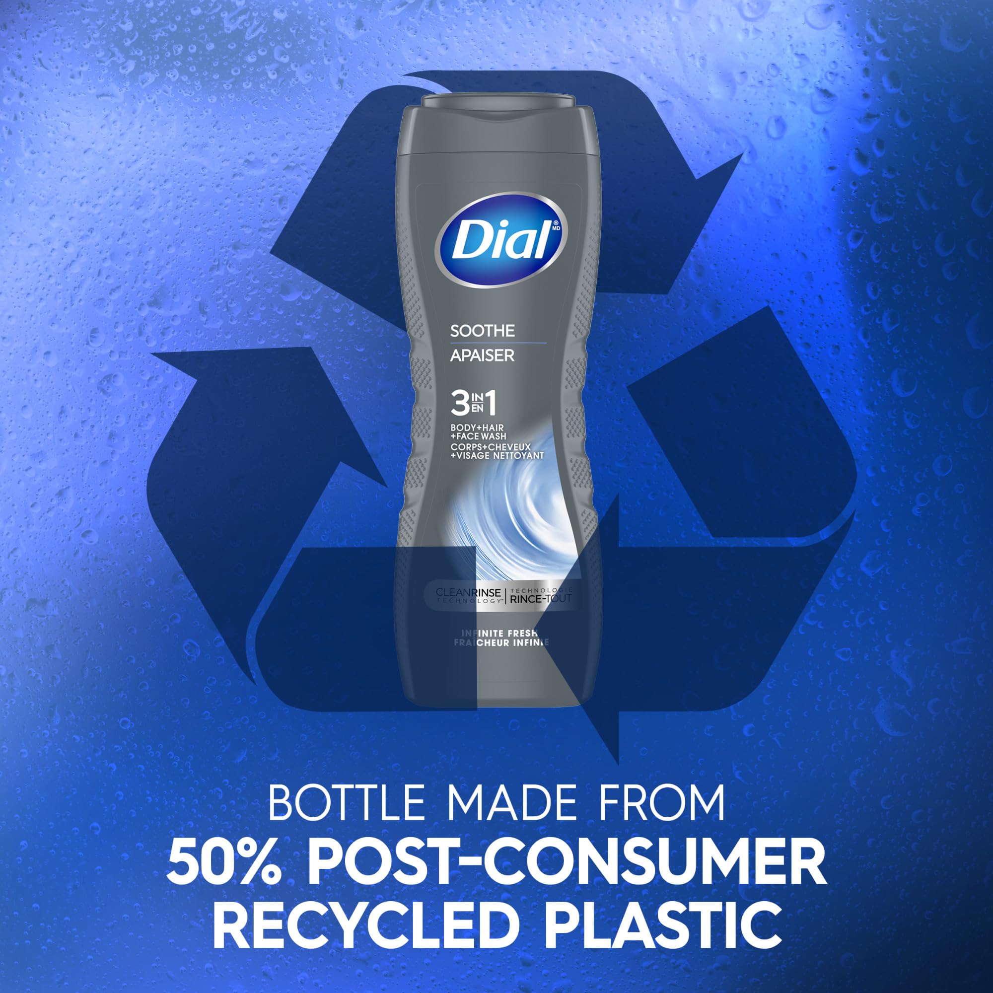 Dial aloe visual with bottle communicating soothing scent and hydration