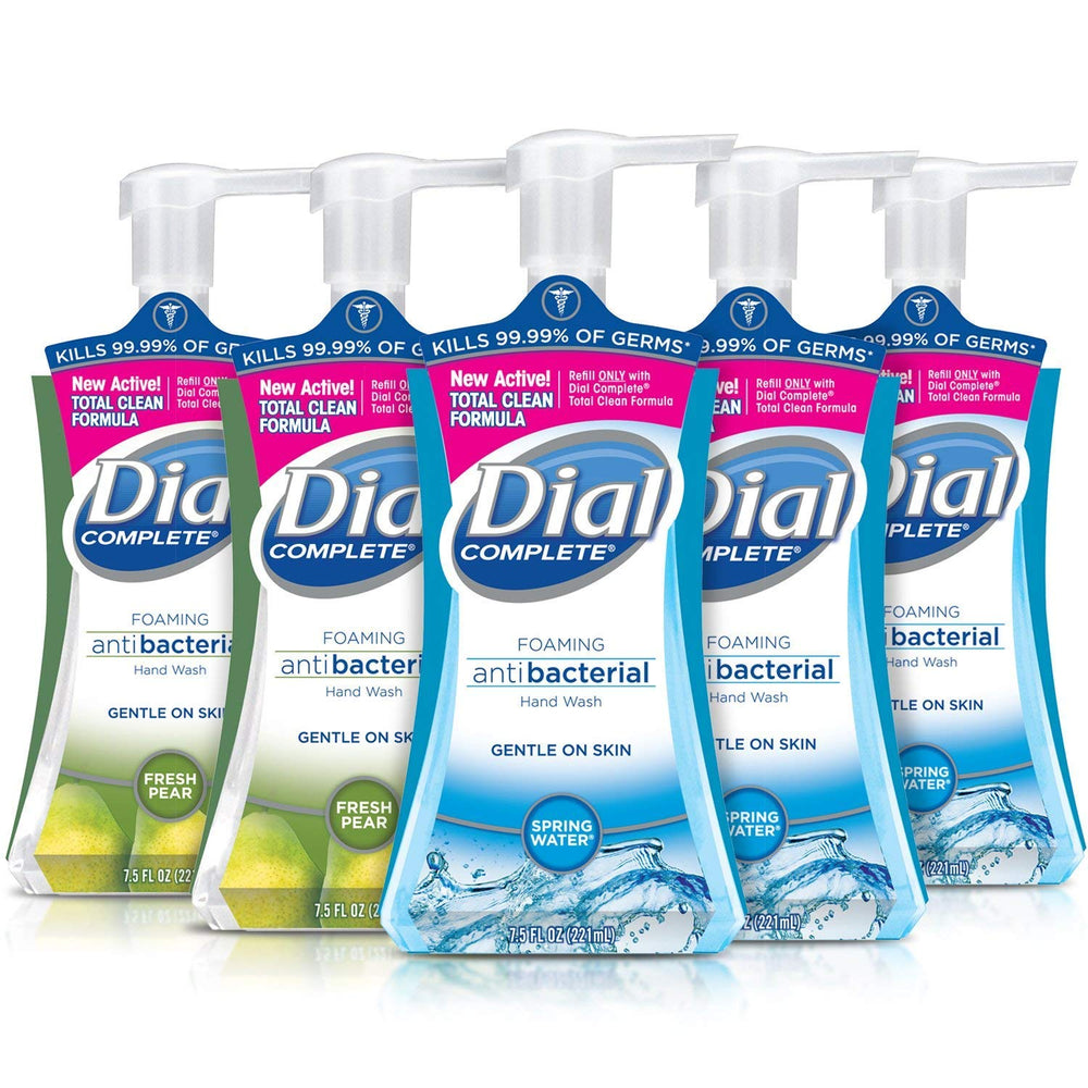 Dial Spring Water pump close-up highlighting fresh scent