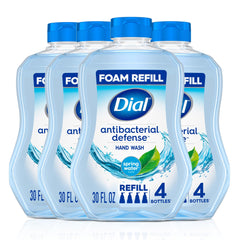Dial front packaging spring water 30oz showing refill convenience and scent