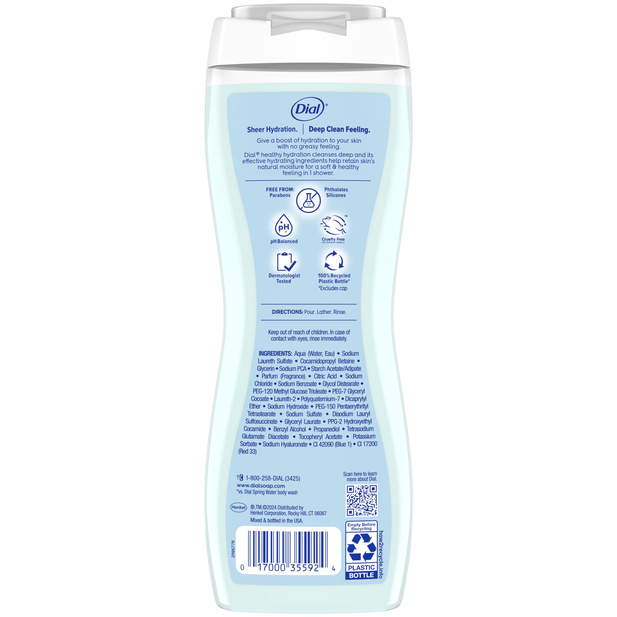 Dial lather on forearm showing rich foam and quick rinse benefit