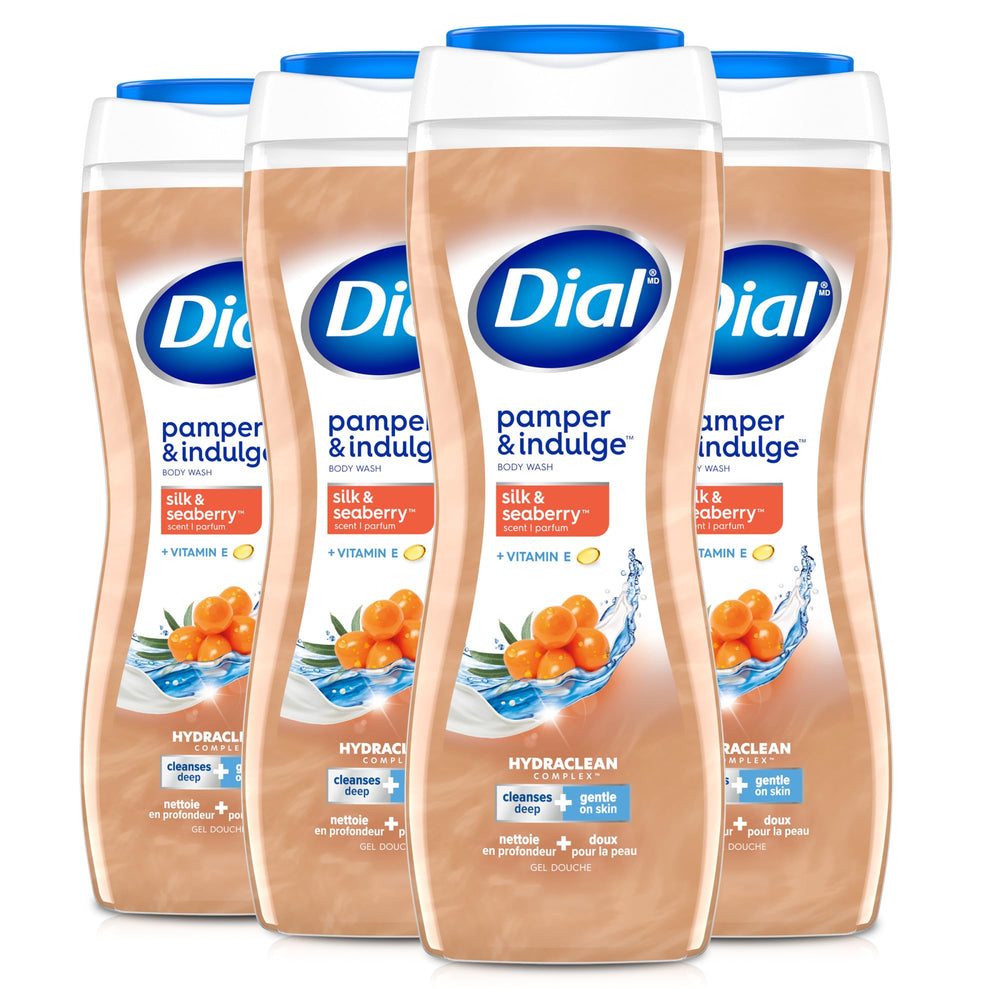Dial bottle front packaging showing Hydraclean silk seaberry and vitamin E benefits