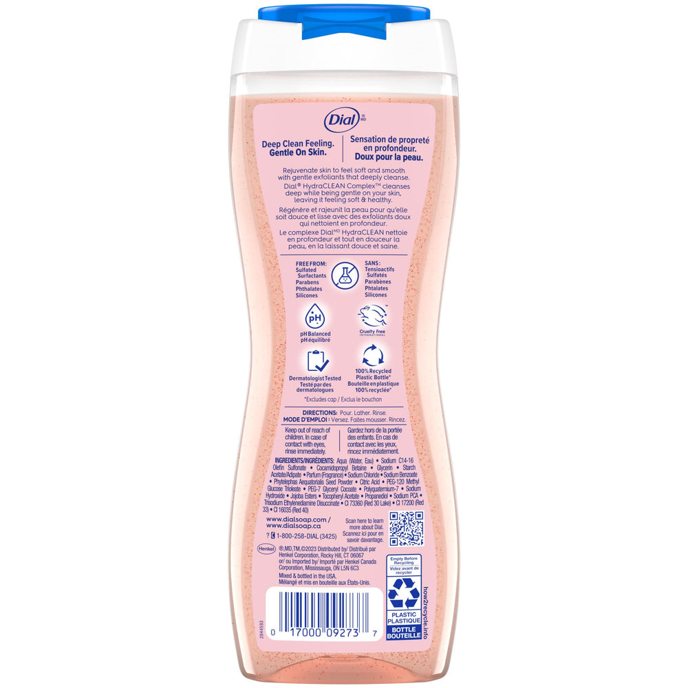 Dial in-shower lifestyle shot showing gentle exfoliation during use