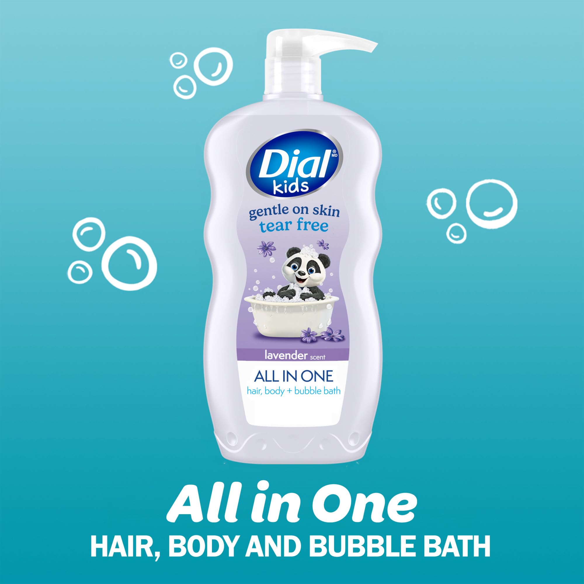 Dial kids lavender back label with ingredients and directions for parent reassurance