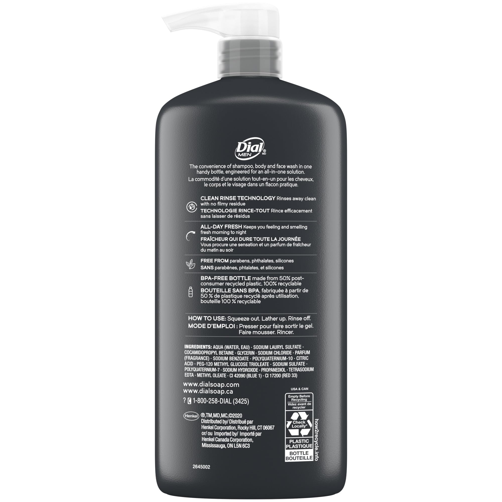 Lathered hair with Dial Men 3-in-1 showing cleansing action and manageable results