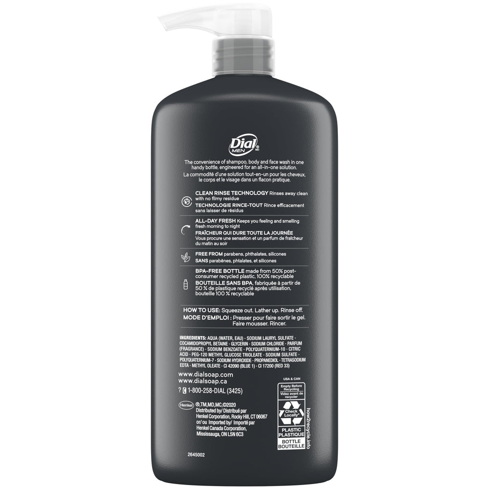 Lathered hair with Dial Men 3-in-1 showing cleansing action and manageable results
