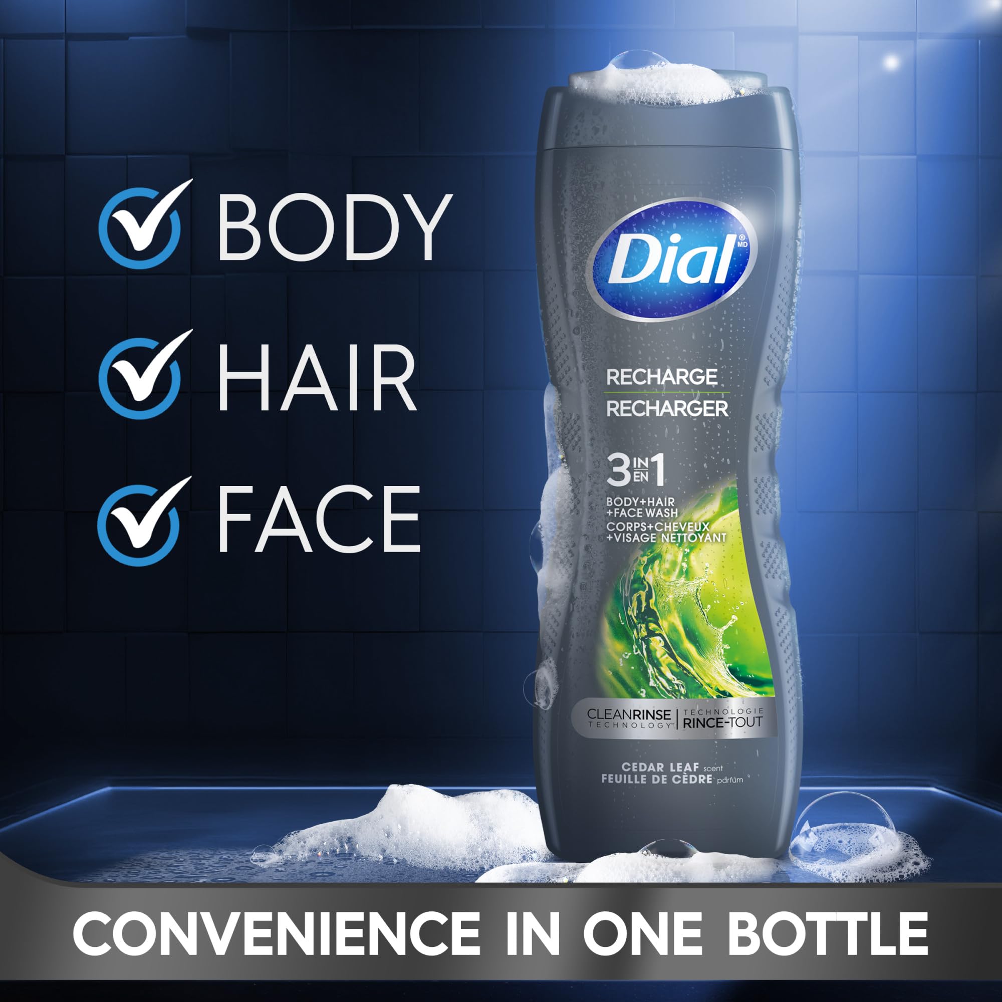 Dial men closeup pump highlighting easy-dispense convenience