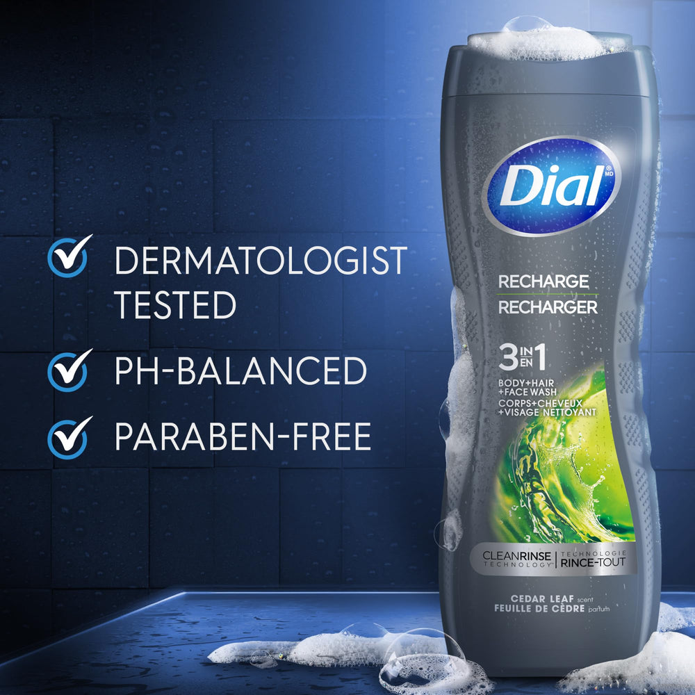 Dial men bottle in shower demonstrating multi-use practicality
