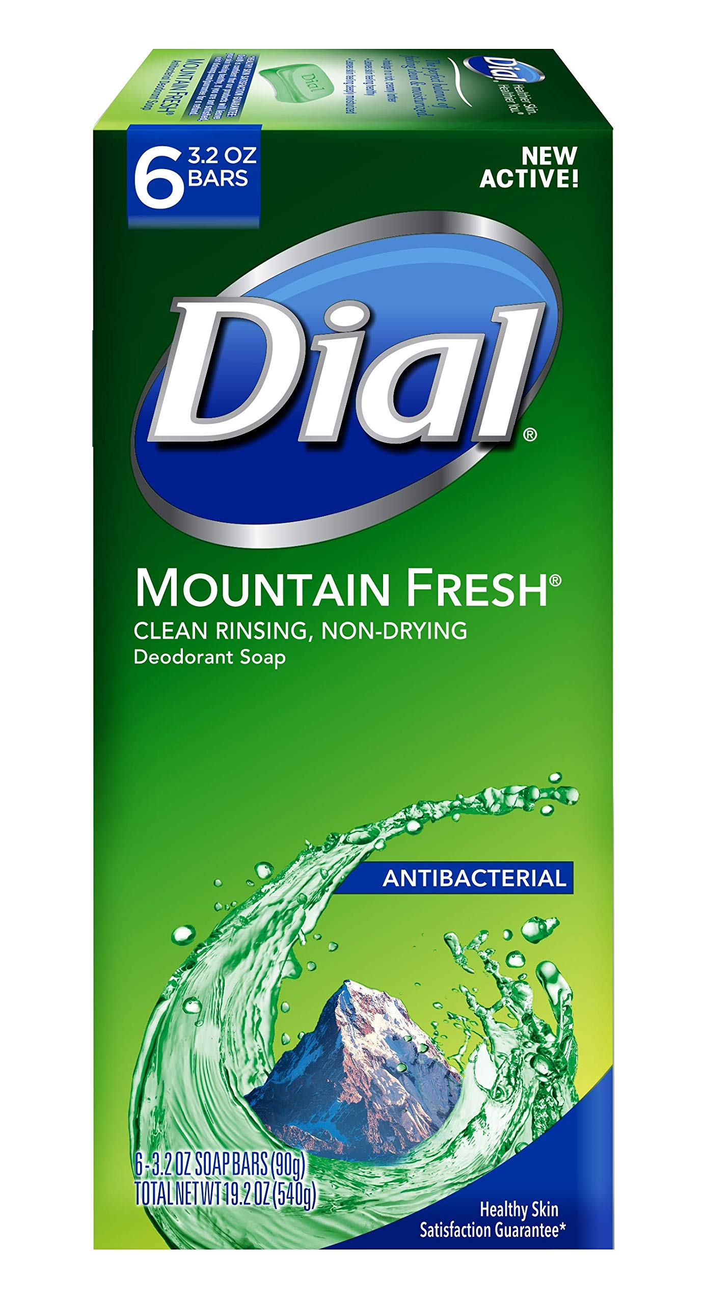 Dial Mountain Fresh front packaging showing six bars and branding benefit