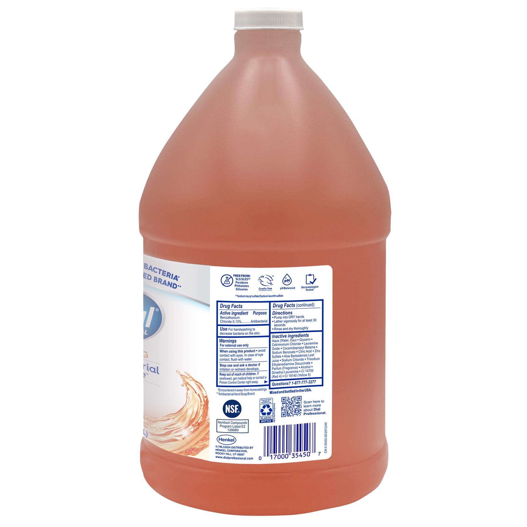 Dial Professional foaming hand wash being dispensed into hand, demonstrating easy lather