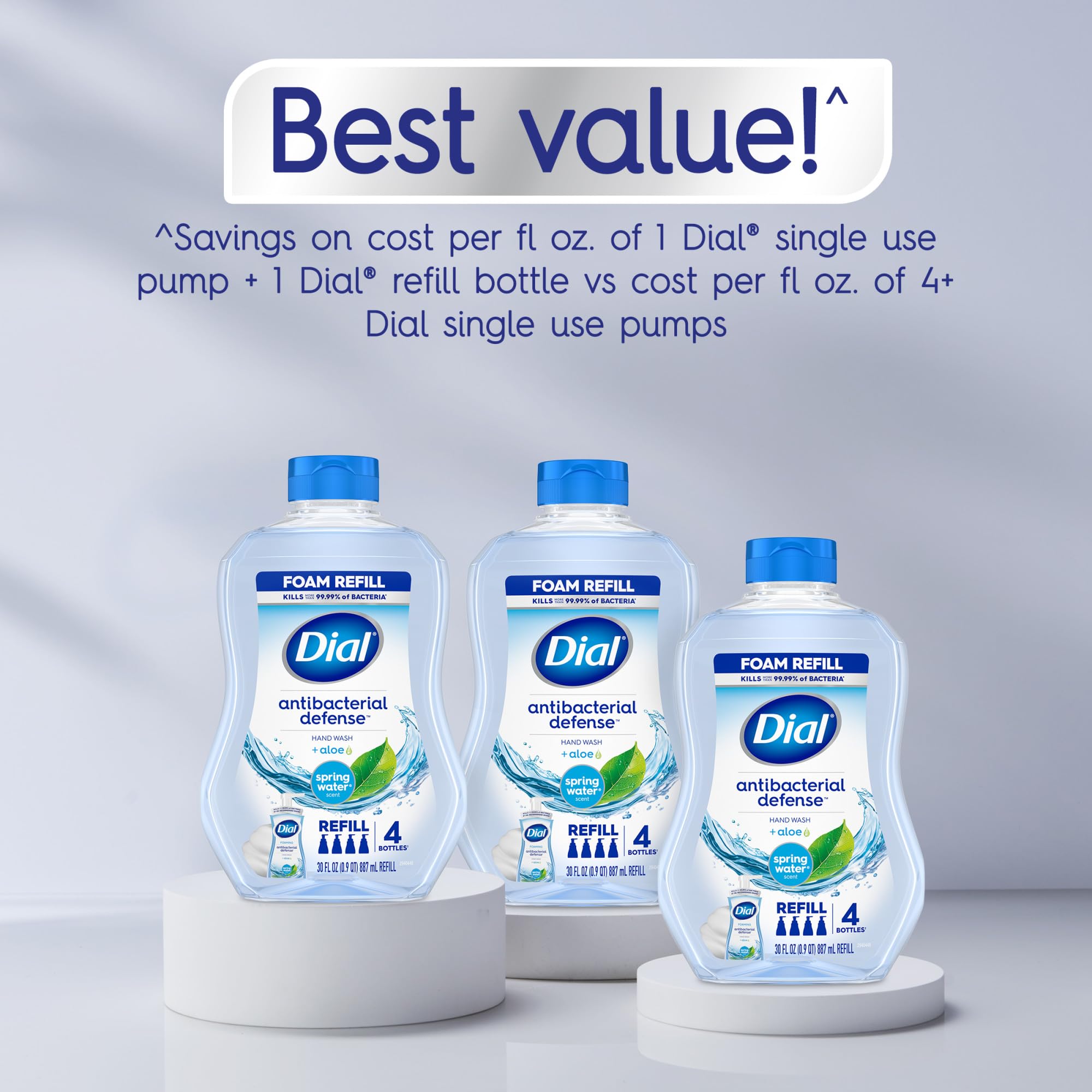Dial refill pour demonstration showing easy transfer and less waste