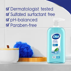 Dial spring water body wash pouring to show consistency