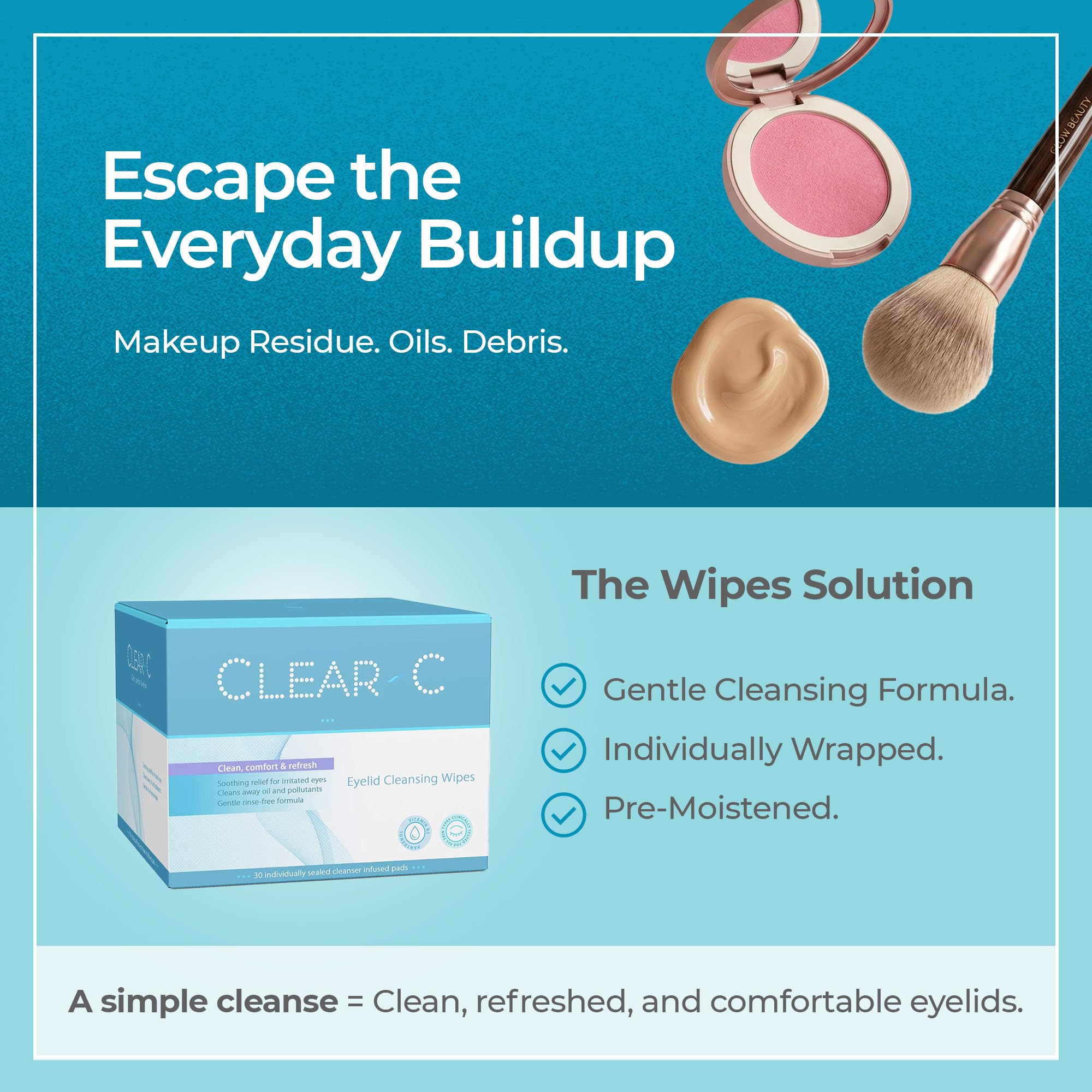 Diamond Wipes close-up of soft wipe texture for gentle eyelid cleansing