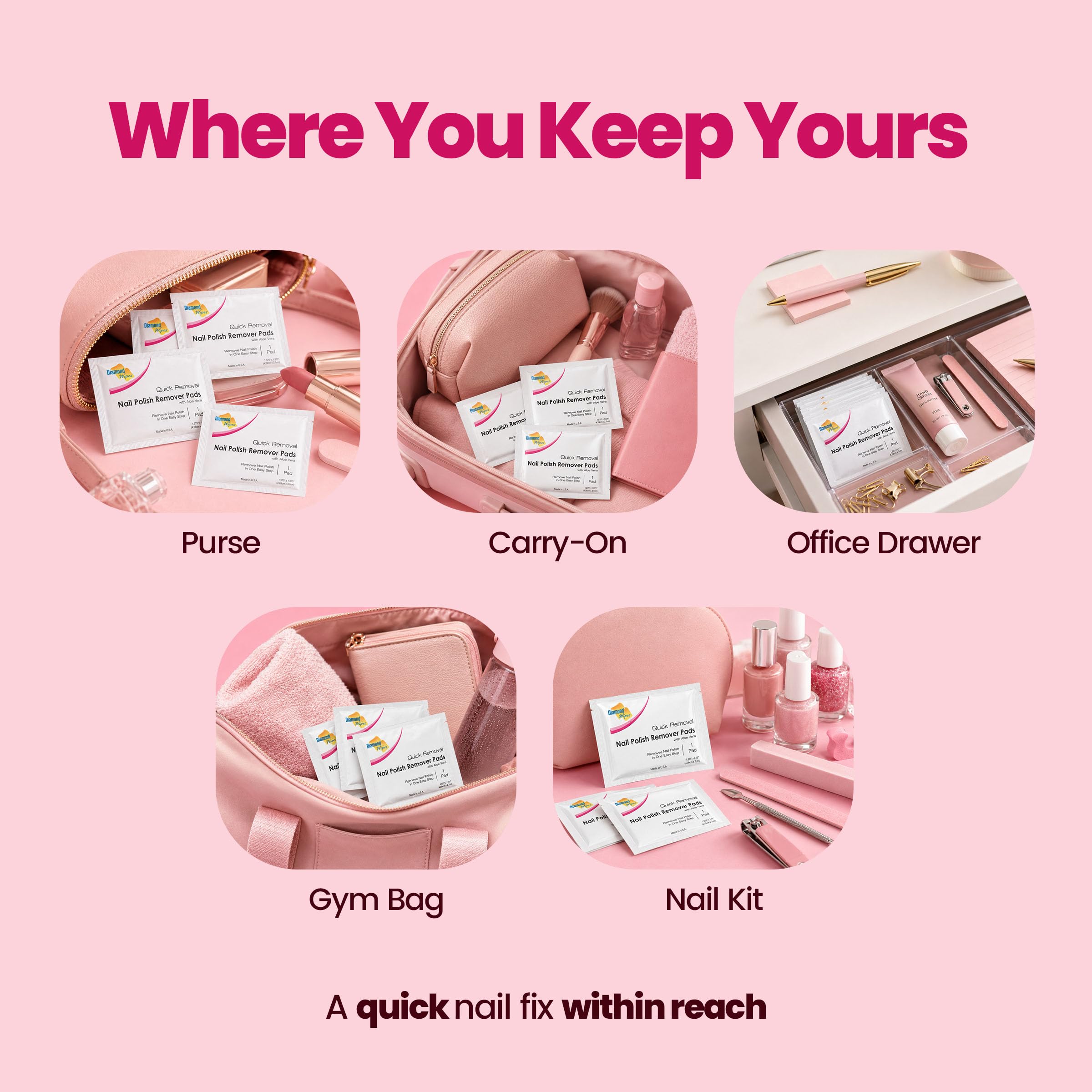Diamond Wipes box beside phone to show compact travel-friendly size