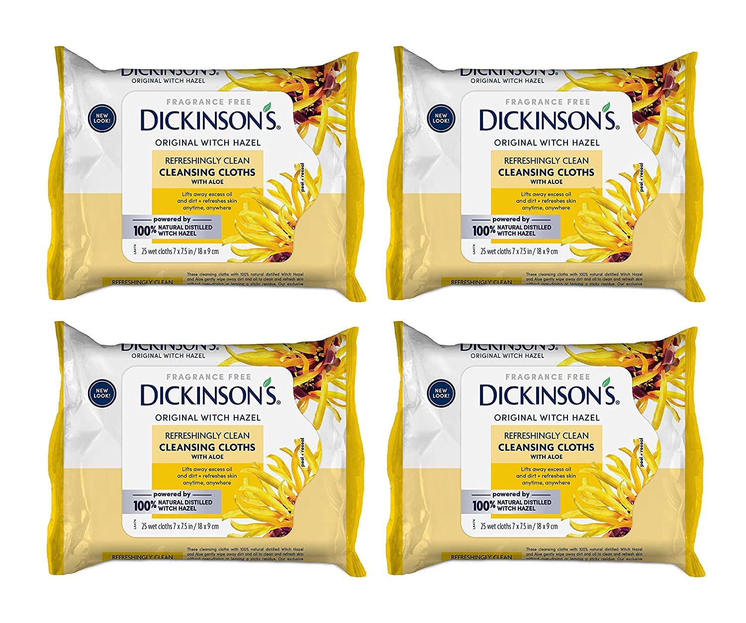 Dickinson's front packaging showing 25-count pack, convenient travel supply