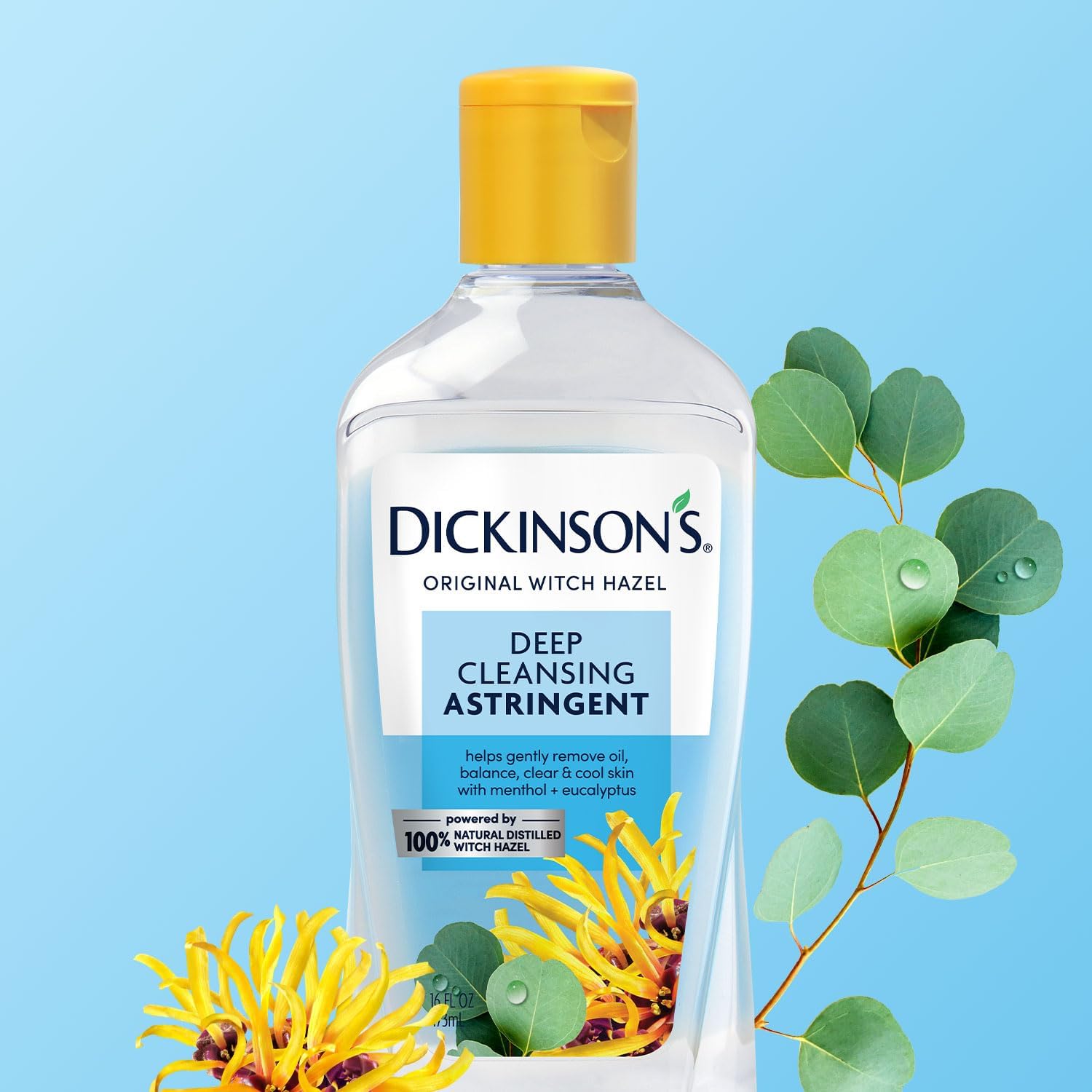 Dickinson's 16 fl oz bottle next to ruler illustrating size and travel convenience