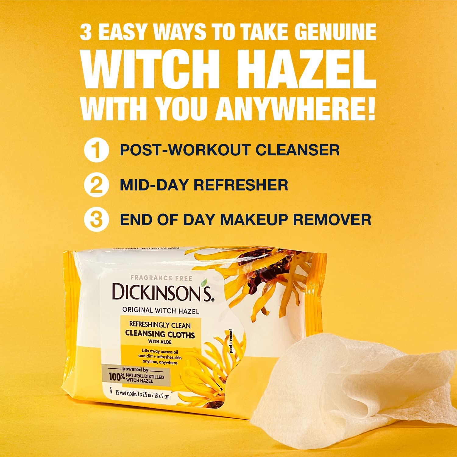 Dickinson's wipe removing makeup from cheek, effective gentle lift