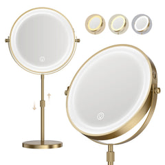 Dienmern front view showing dual-sided mirror and LED lights for accurate makeup