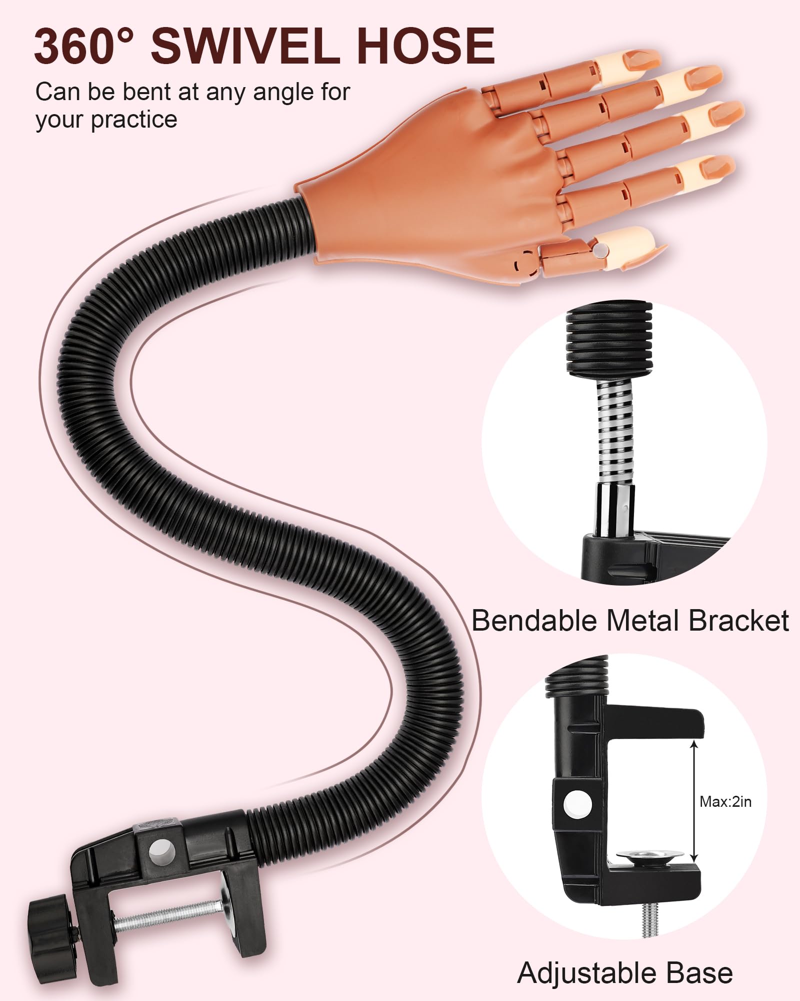Difenni mannequin hand in use by artist demonstrating practical nail practice benefit