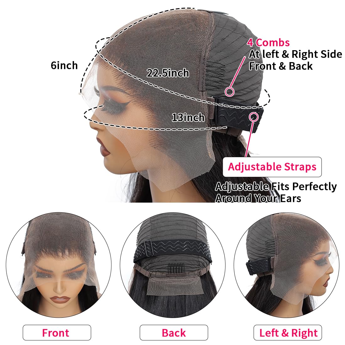Dilraba interior cap with combs and strap showing secure fit and comfort benefit