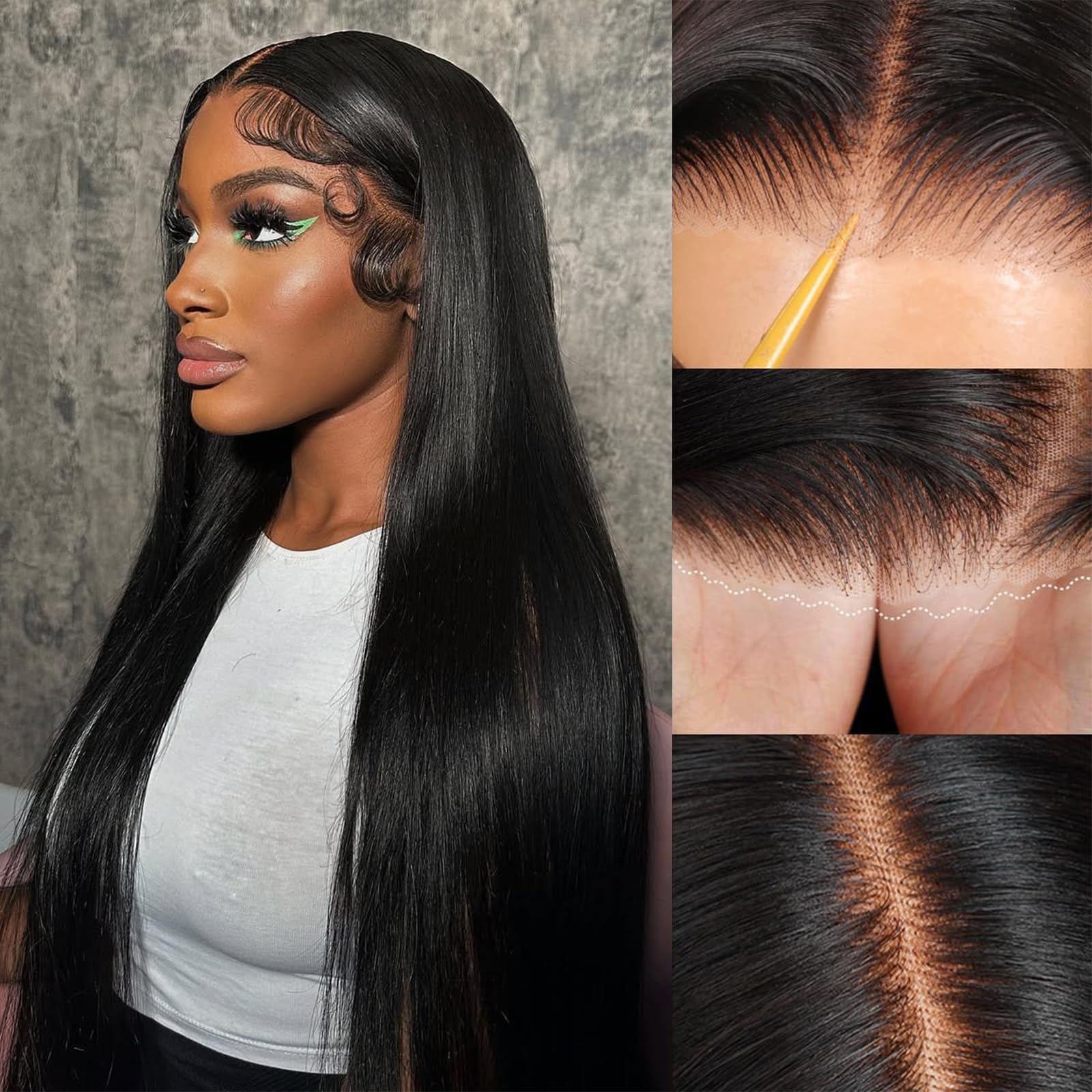 Dilraba straight hair texture close-up showing smooth shine and styling versatility benefit