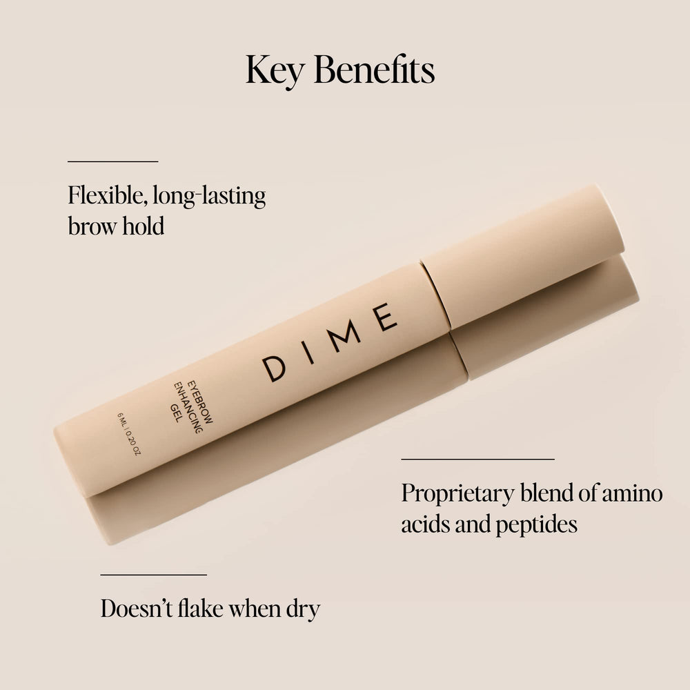 DIME brow gel applicator wand with brush head demonstrating easy precise styling