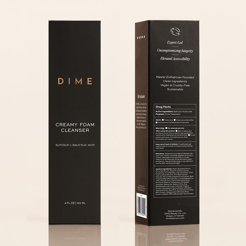 DIME creamy foam cleanser sustainable packaging detail for eco-friendly choice