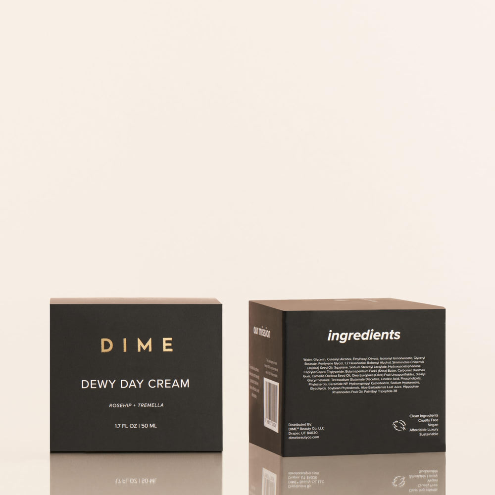 DIME dewy day cream paired with other DIME products showing routine compatibility benefit