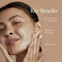 DIME cleanser being dispensed from pump demonstrating easy application benefit