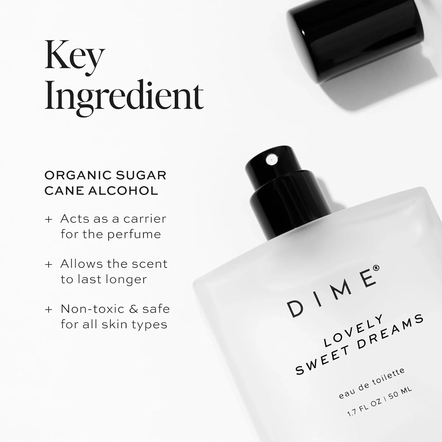 DIME Lovely Sweet Dreams atomizer close-up showing spray mechanism for controlled application