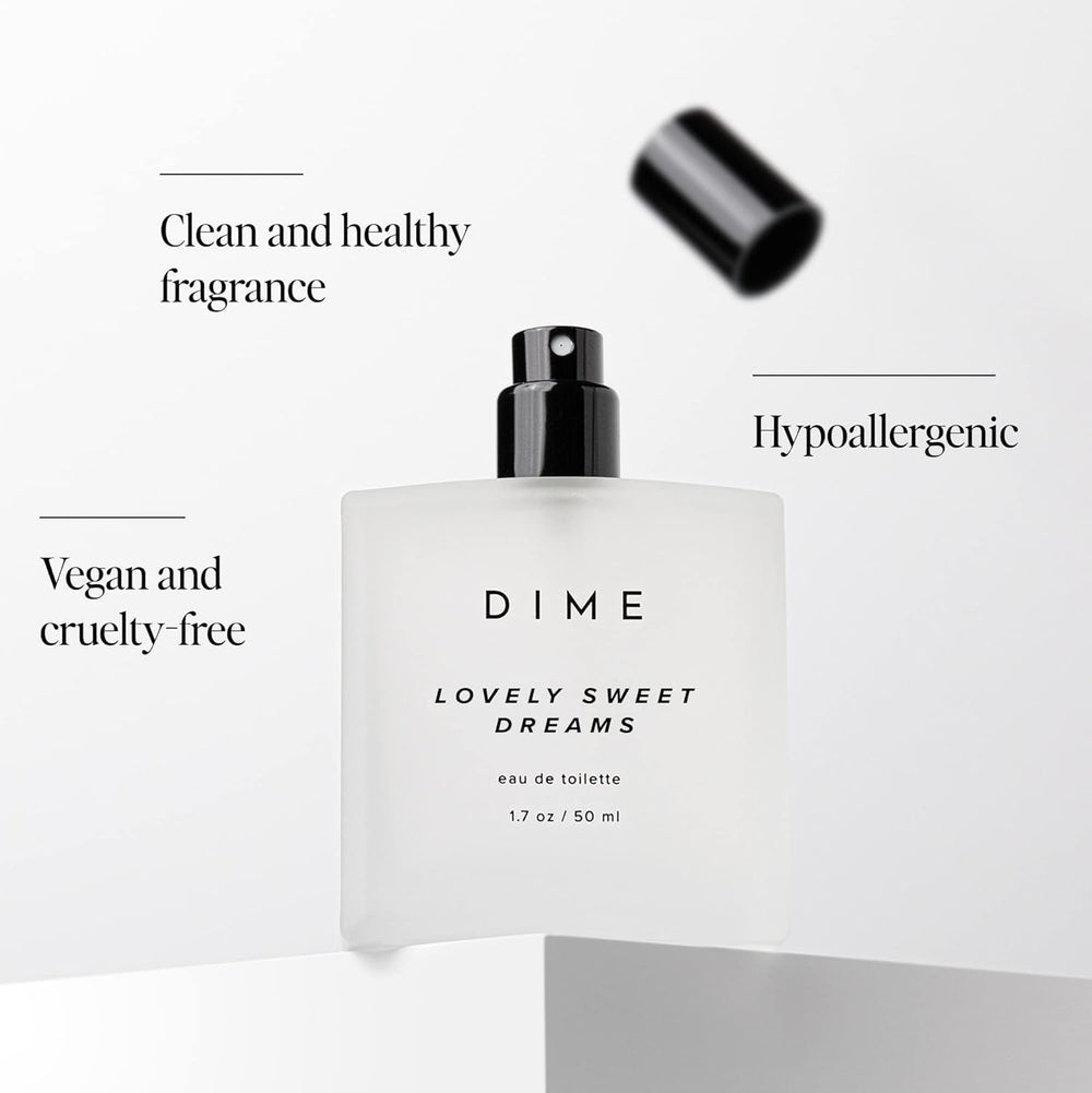 DIME Lovely Sweet Dreams fine mist spray cloud demonstrating soft diffusion and lasting scent