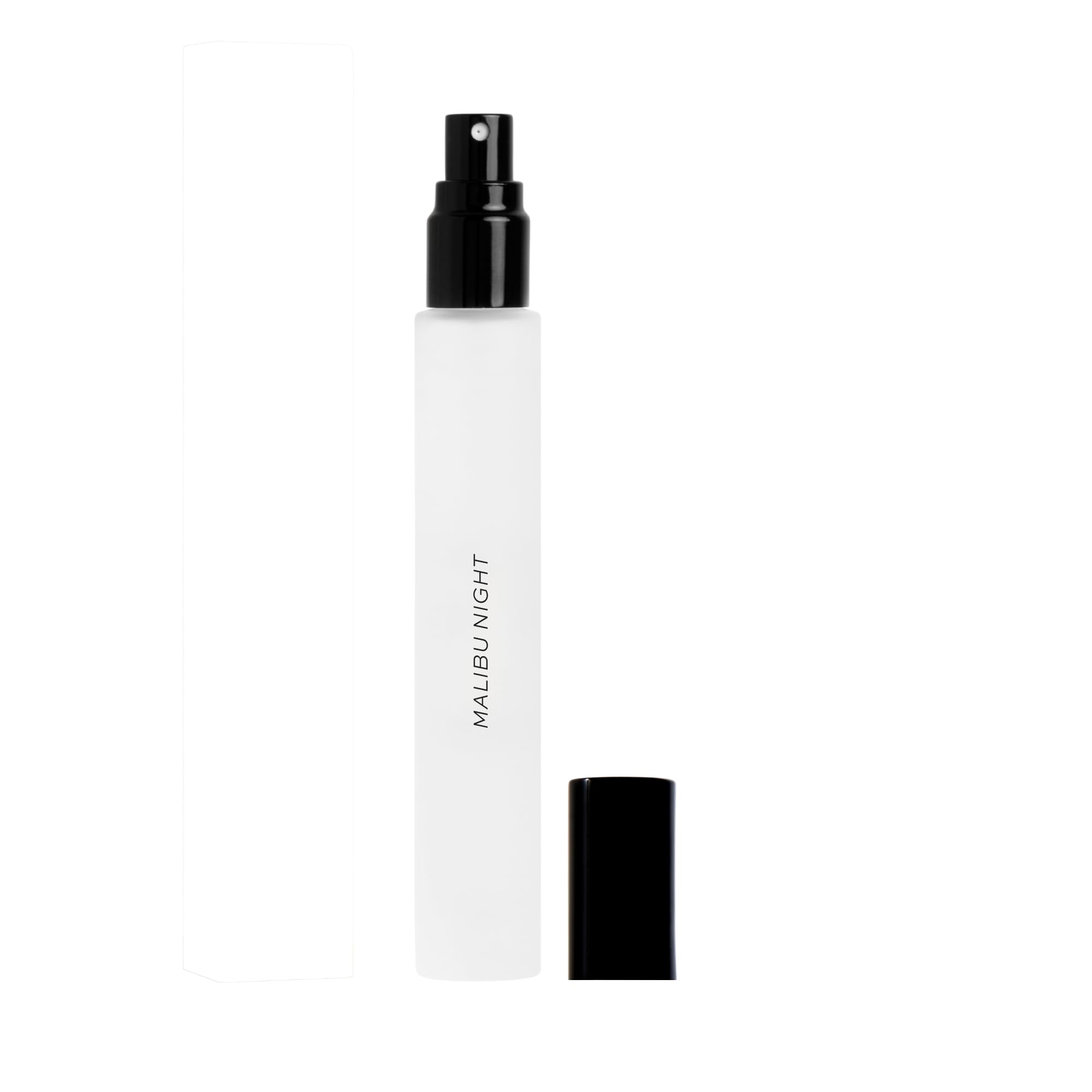 DIME Malibu Night front packaging showing travel perfume bottle and signature design, ideal for gifting