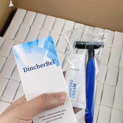 DincherBel close-up twin blades and handle showing shaving efficiency