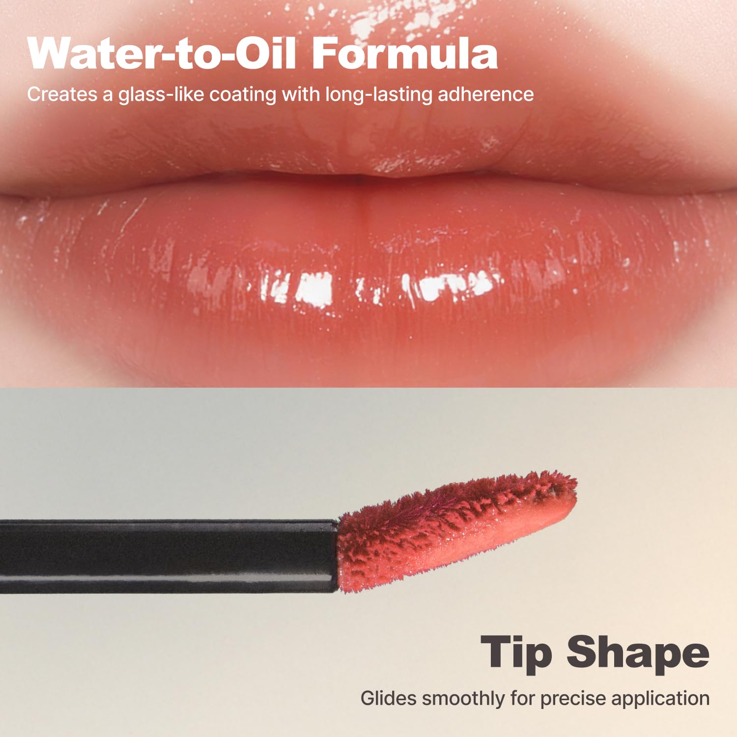 DINTO lip swatch on model showing muted lavender beige for natural MLBB