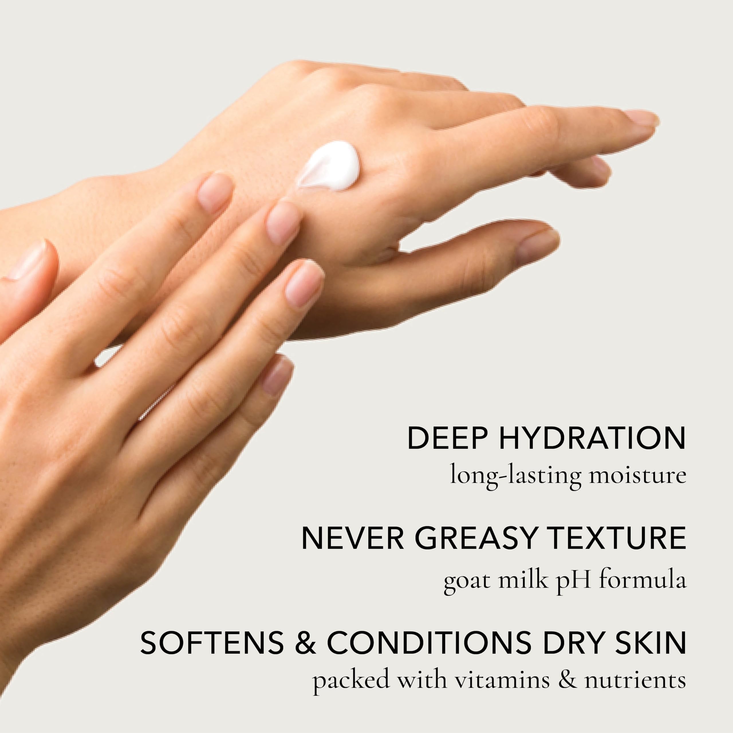 Dionis hand application image showing hydrated non-greasy finish