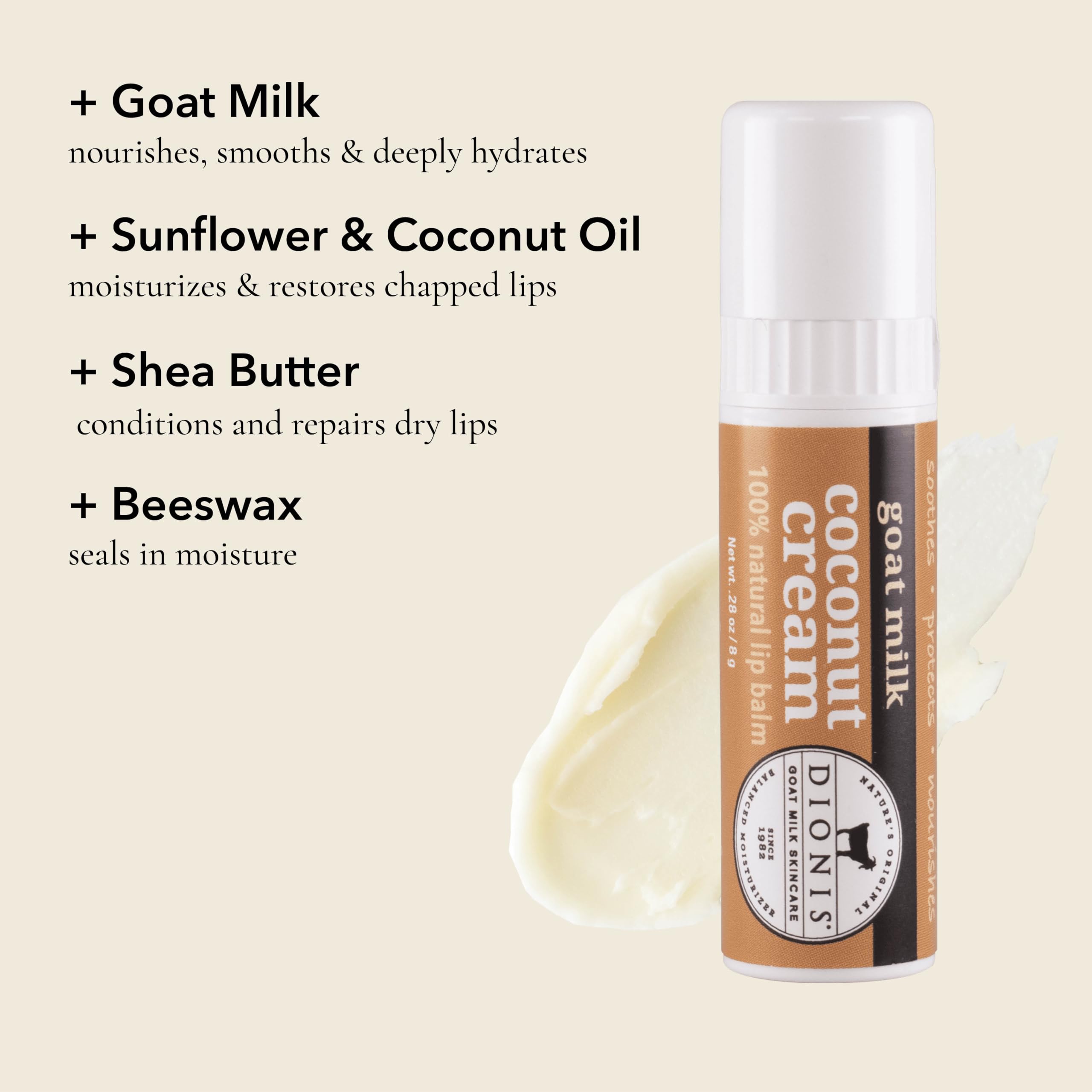Dionis balm smooth texture close-up illustrating rich moisturizing benefit