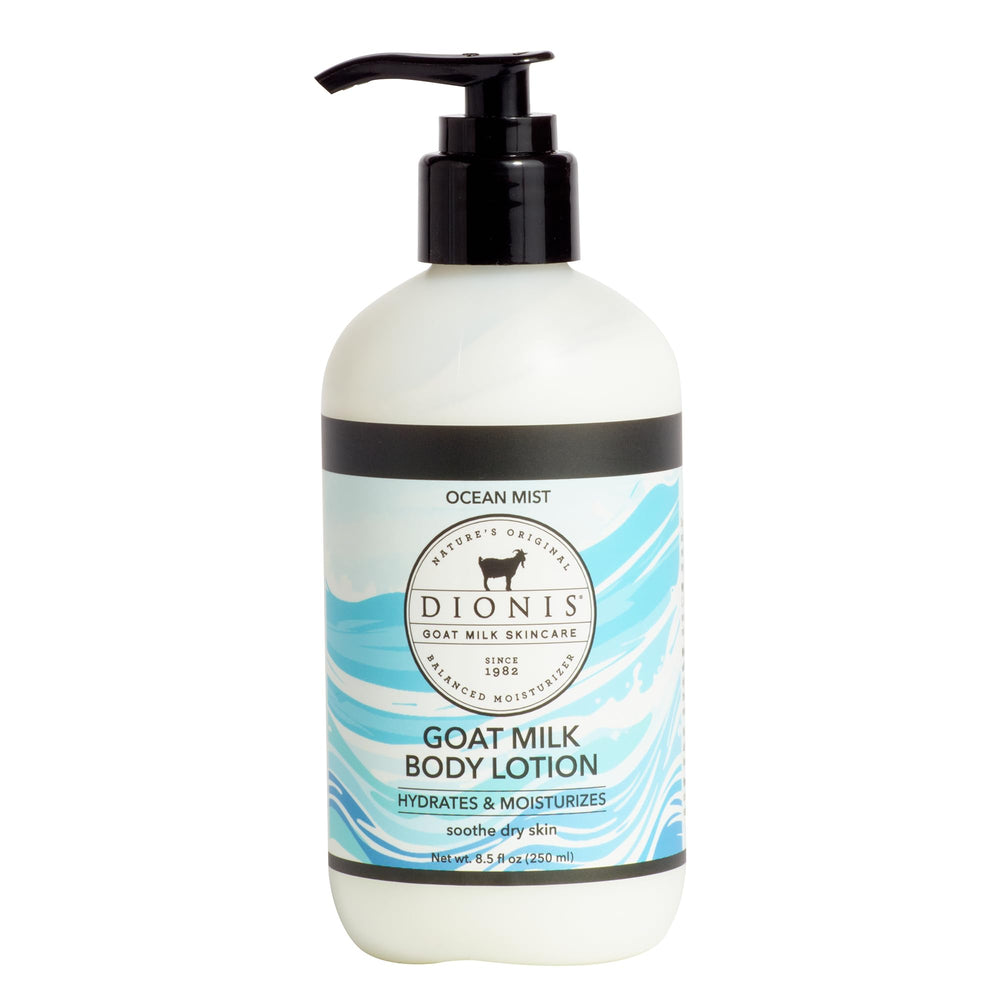 Dionis front pump bottle showing Ocean Mist scent and easy dispensing benefit
