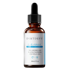 DIRTDEFY front bottle shot showing packaging and brightening benefits