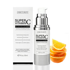 DIRTDEFY front packaging showing serum bottle and benefits