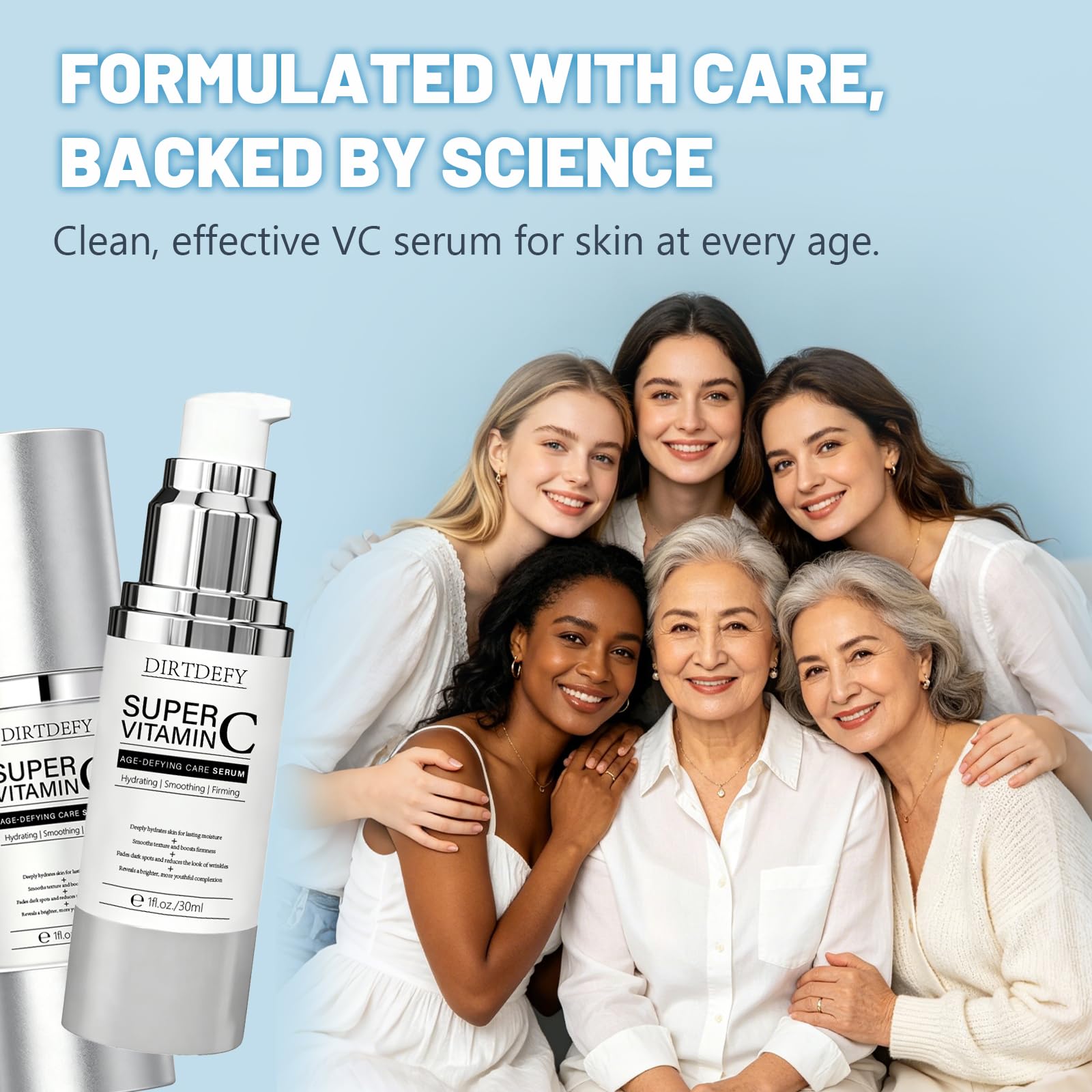 DIRTDEFY lifestyle image of mature woman using serum for confidence