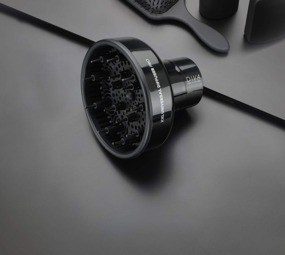 Diva Pro Styling rubber-tip detail providing gentle lift and frizz control