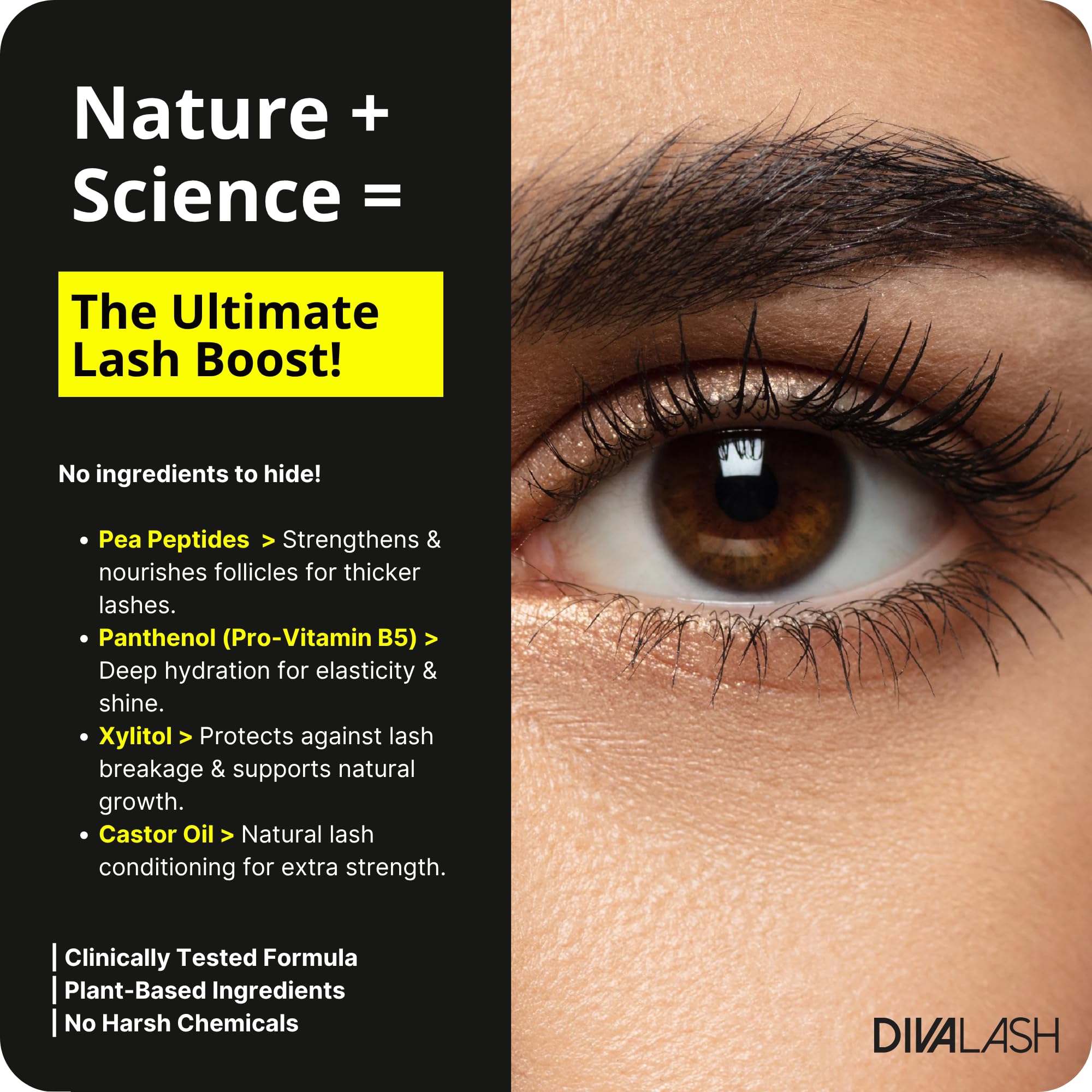 DIVASKIN divalash applied along upper lash line demonstrating ease of use