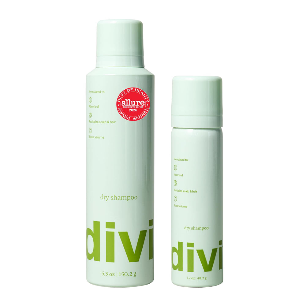 divi dry shampoo duo front packaging showing both sizes and benefits