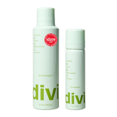divi dry shampoo duo front packaging showing both sizes and benefits