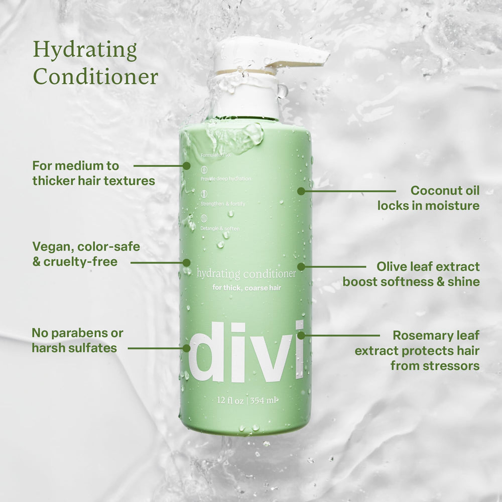 Divi shampoo and conditioner in a shower setting to show in-routine convenience