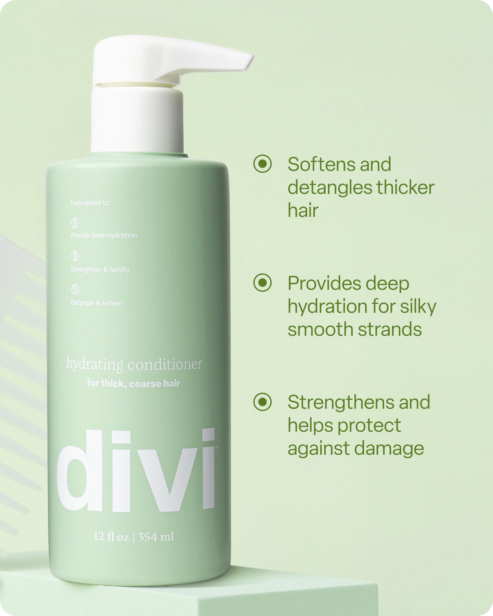 Divi conditioner texture being poured to show creamy slip and hydration