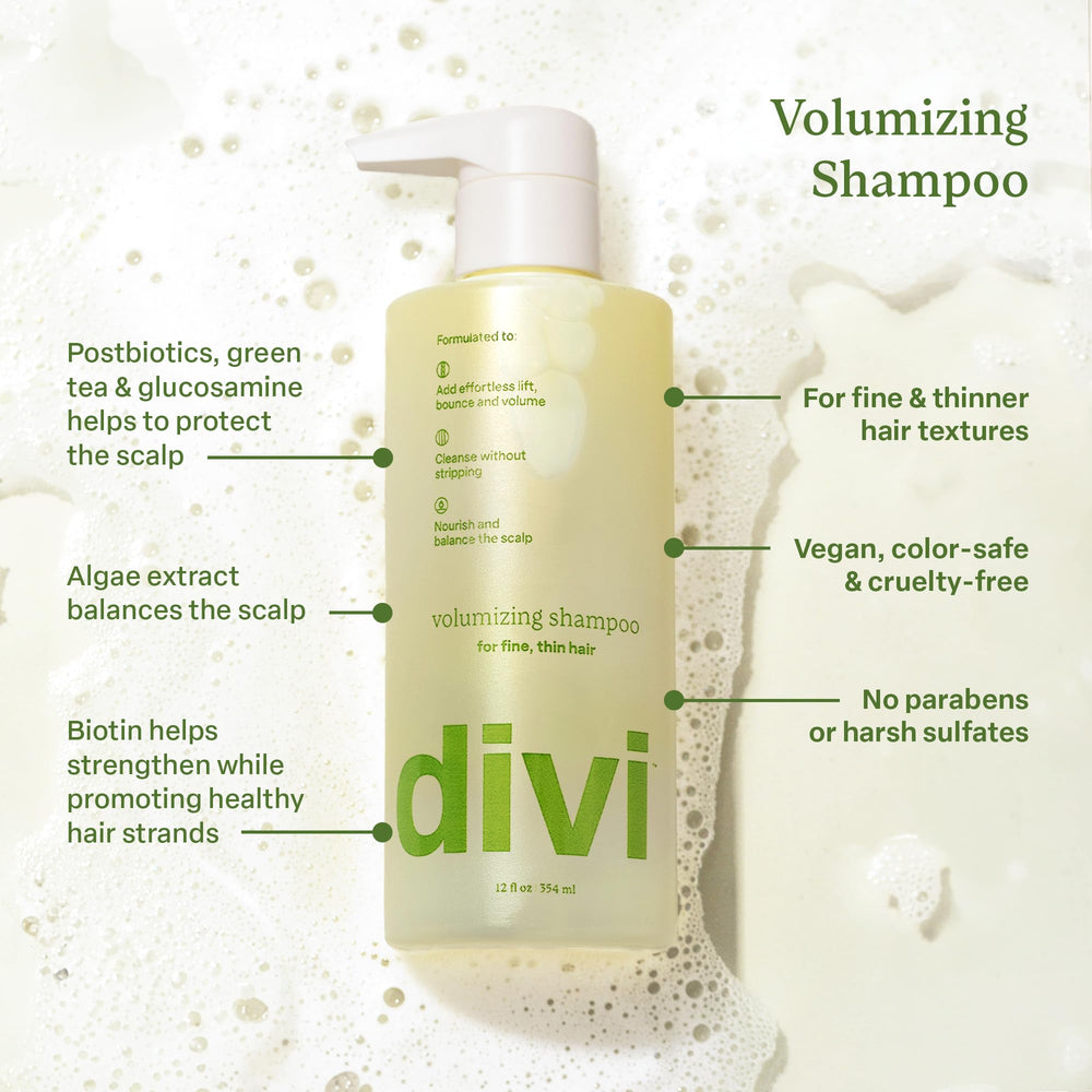 Divi shampoo texture close-up showing lightweight consistency and easy spread