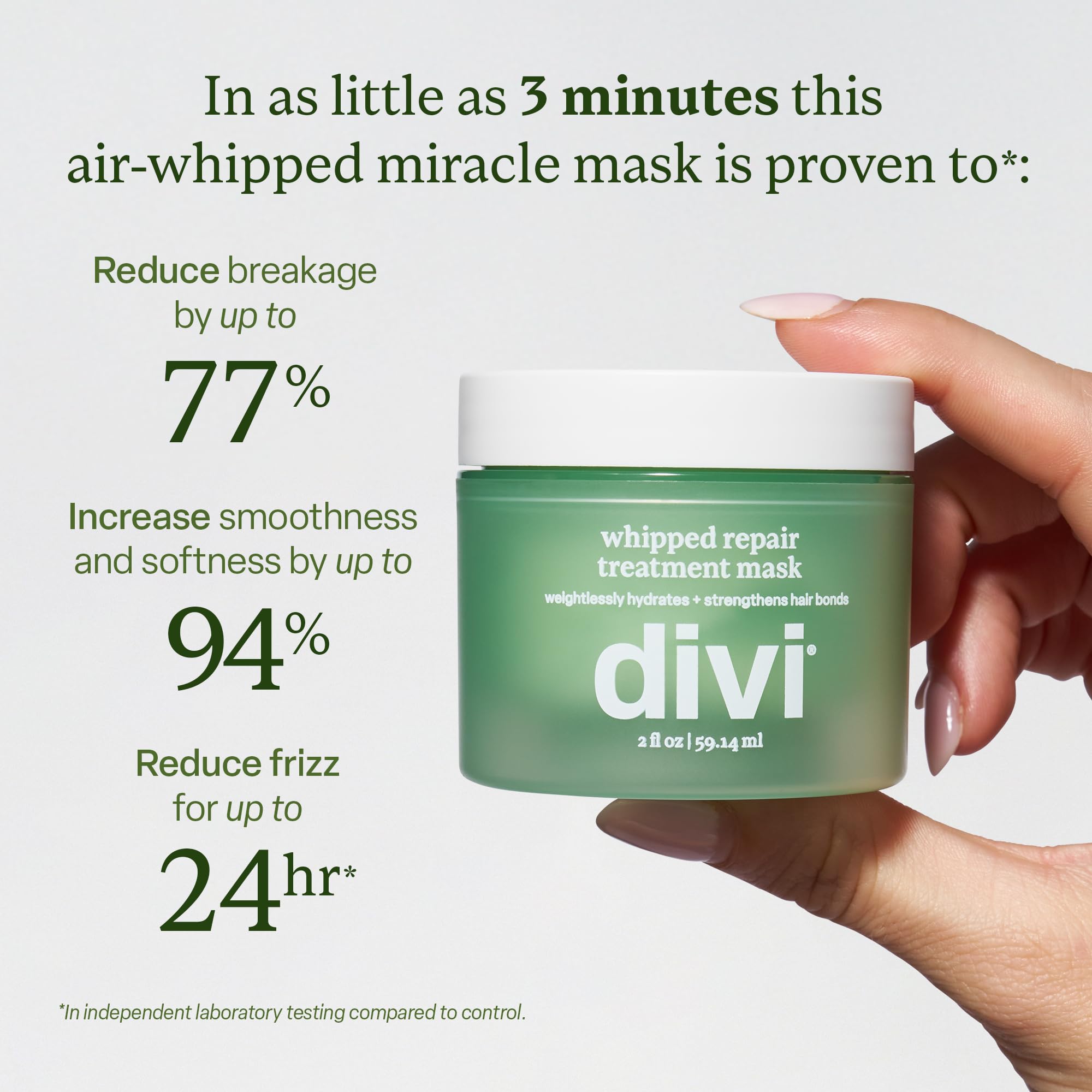Divi cream being applied to damp hair for fast 3-minute repair