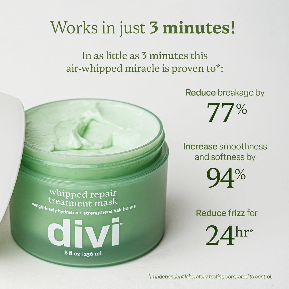 Divi before and after comparison showing smoother, shinier hair