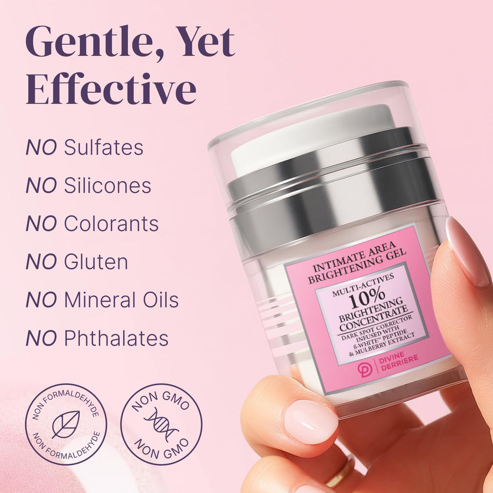 Divine Derriere being applied underarm illustrating safe gentle brightening benefit